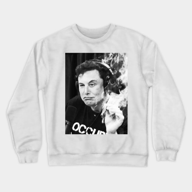 Elon smoking (B&W) Crewneck Sweatshirt by memestuff